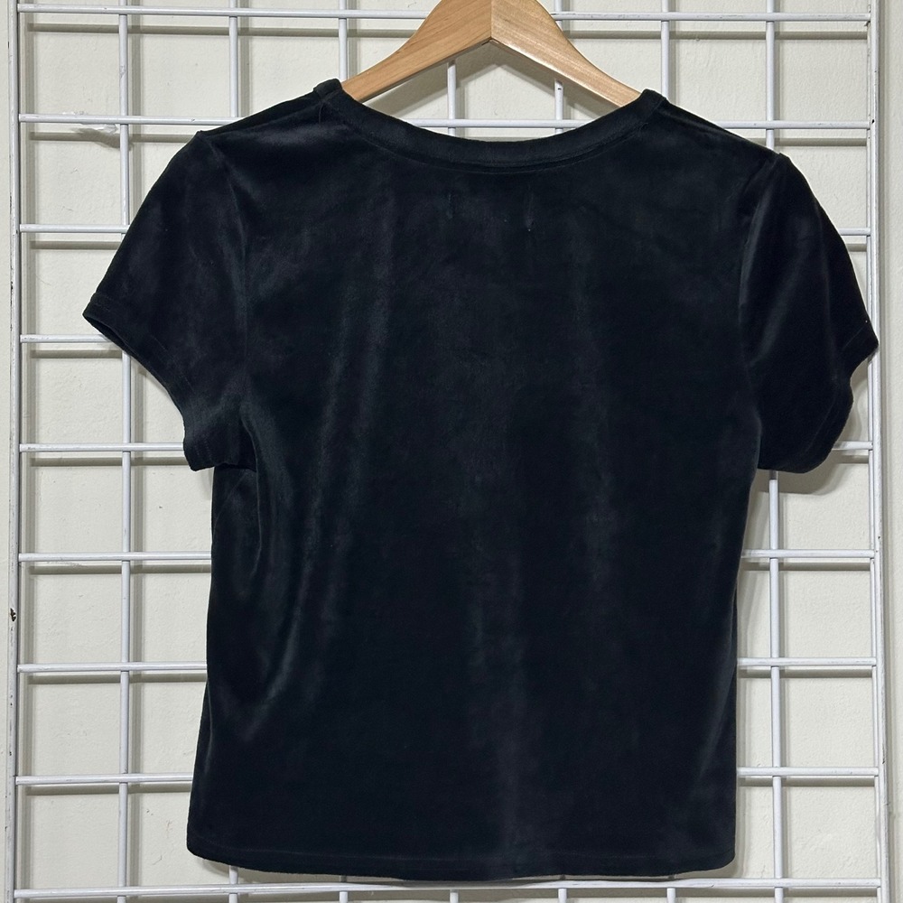 Juicy Couture Velour Rhinestone Logo Tee Top Sleepwear‎ Black Large - Picture 3 of 7